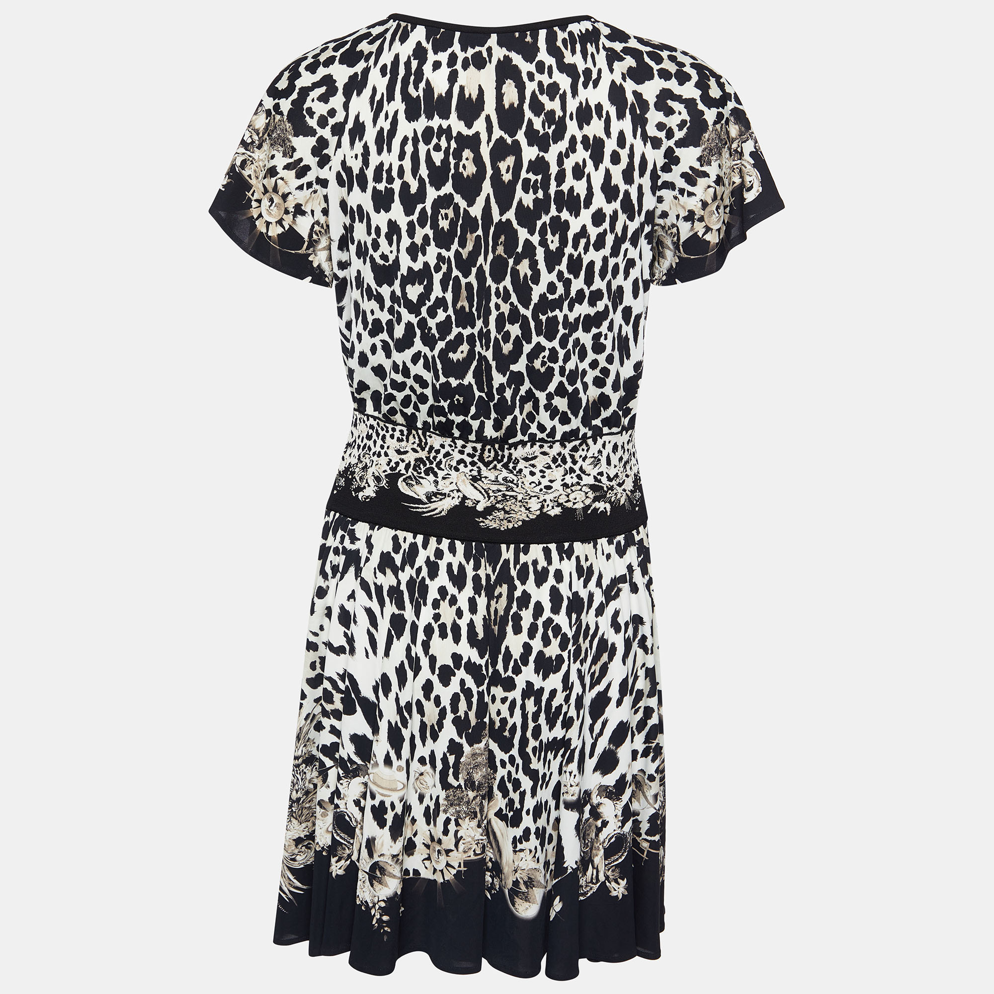 

Roberto Cavalli Black Animal Print Jersey Knee-Length Dress