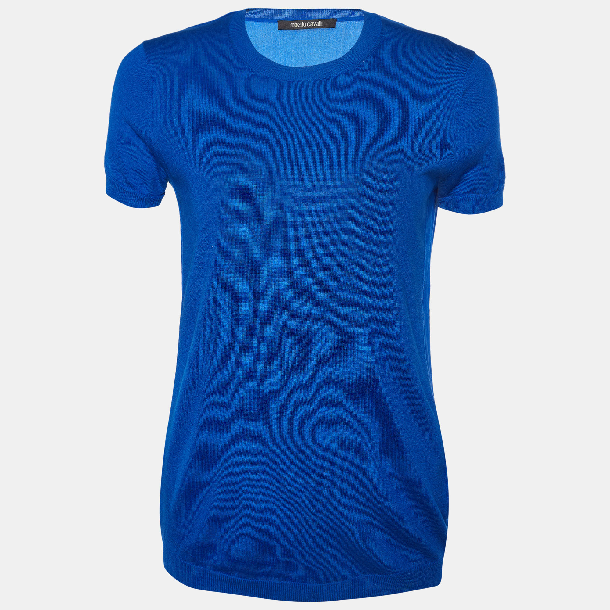 

Roberto Cavalli Blue Silk & Cashmere Short Sleeve Jumper