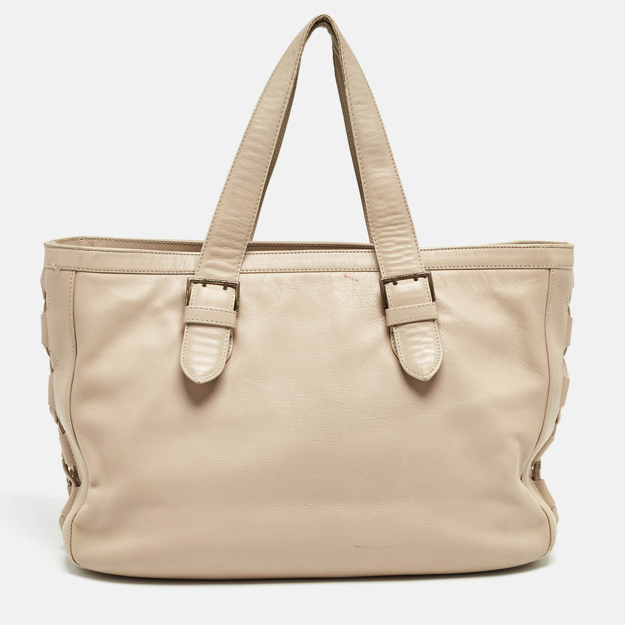 

Roberto Cavalli Beige Leather Middle Zip Tote