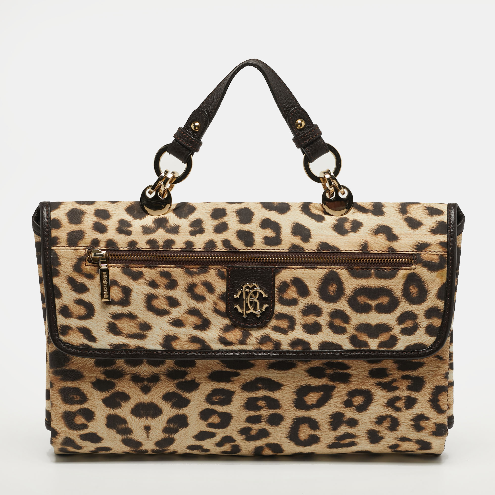 

Roberto Cavalli Brown/Beige Leopard Print Fabric Portable Diaper Travel Changing Mat