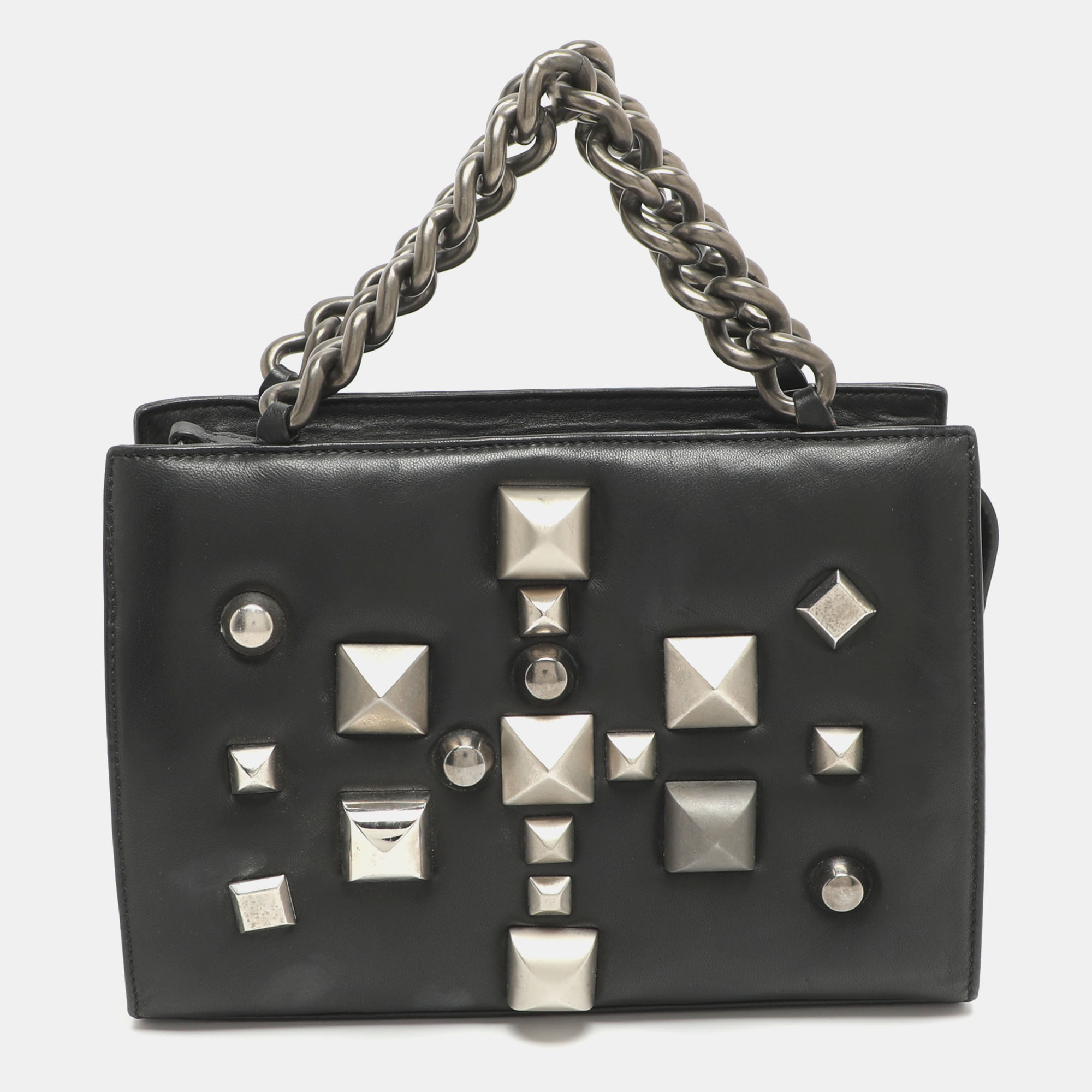 

Roberto Cavalli Studded Black Leather Satchel