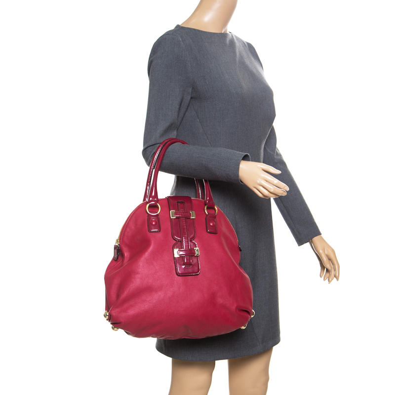 

Roberto Cavalli Red Leather Dome Satchel