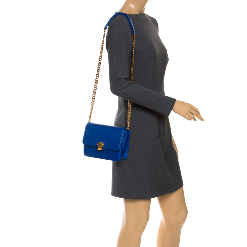 

Roberto Cavalli Blue Leather Milano Flap Shoulder Bag