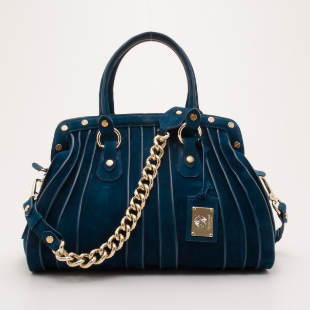 Pre Owned Roberto Cavalli Teal Nubuck Tote  