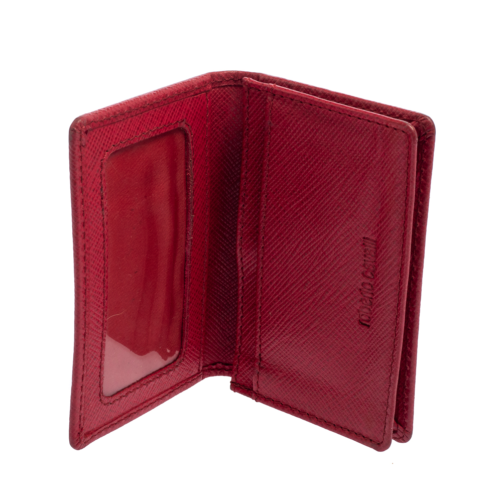 

Roberto Cavalli Red Leather Crest Flap Wallet