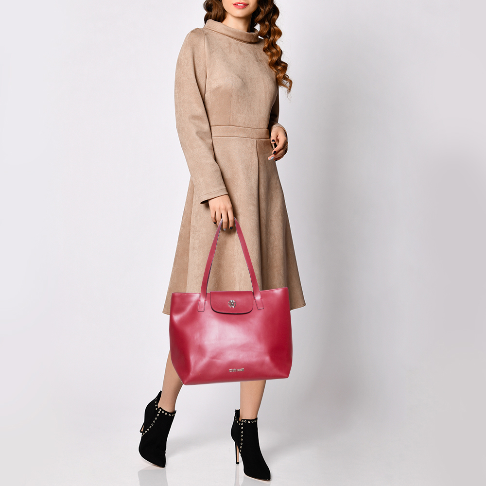 

Roberto Cavalli Red Leather Flap Tote