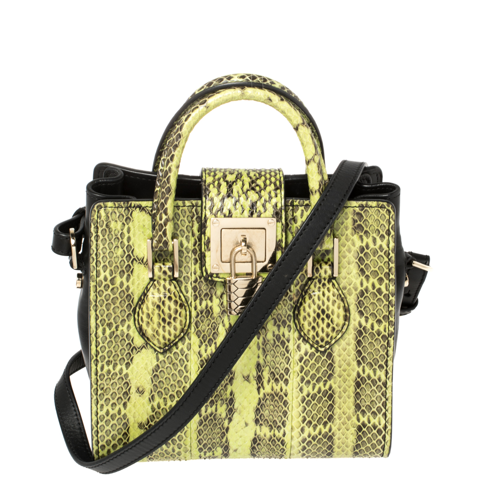 Pre-owned Roberto Cavalli Green/black Snakeskin And Leather Crossbody Bag