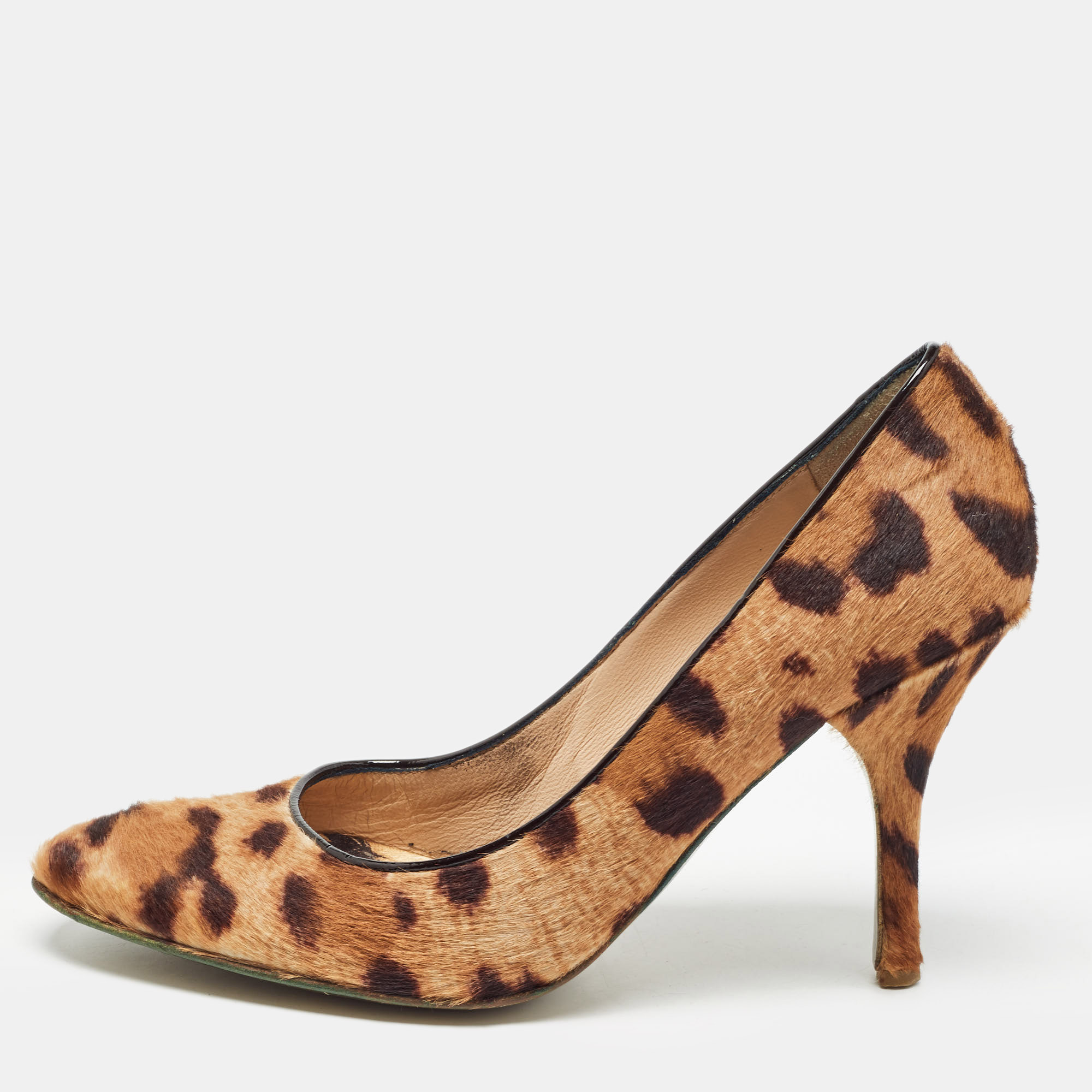 

Roberto Cavalli Brown/Beige Animal Print Calf Hair Pumps Size