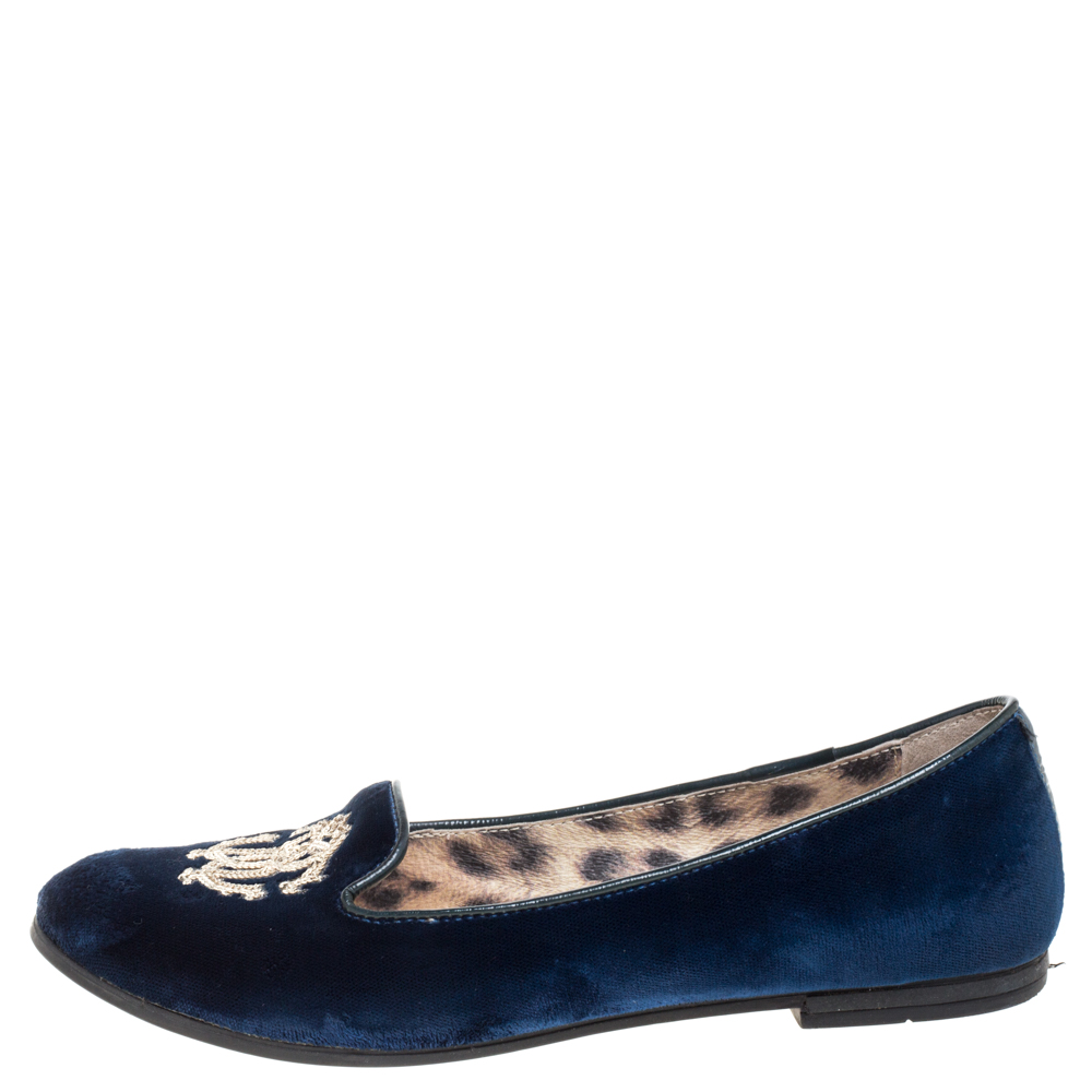 

Roberto Cavalli Blue Velvet Ballet Flats Size