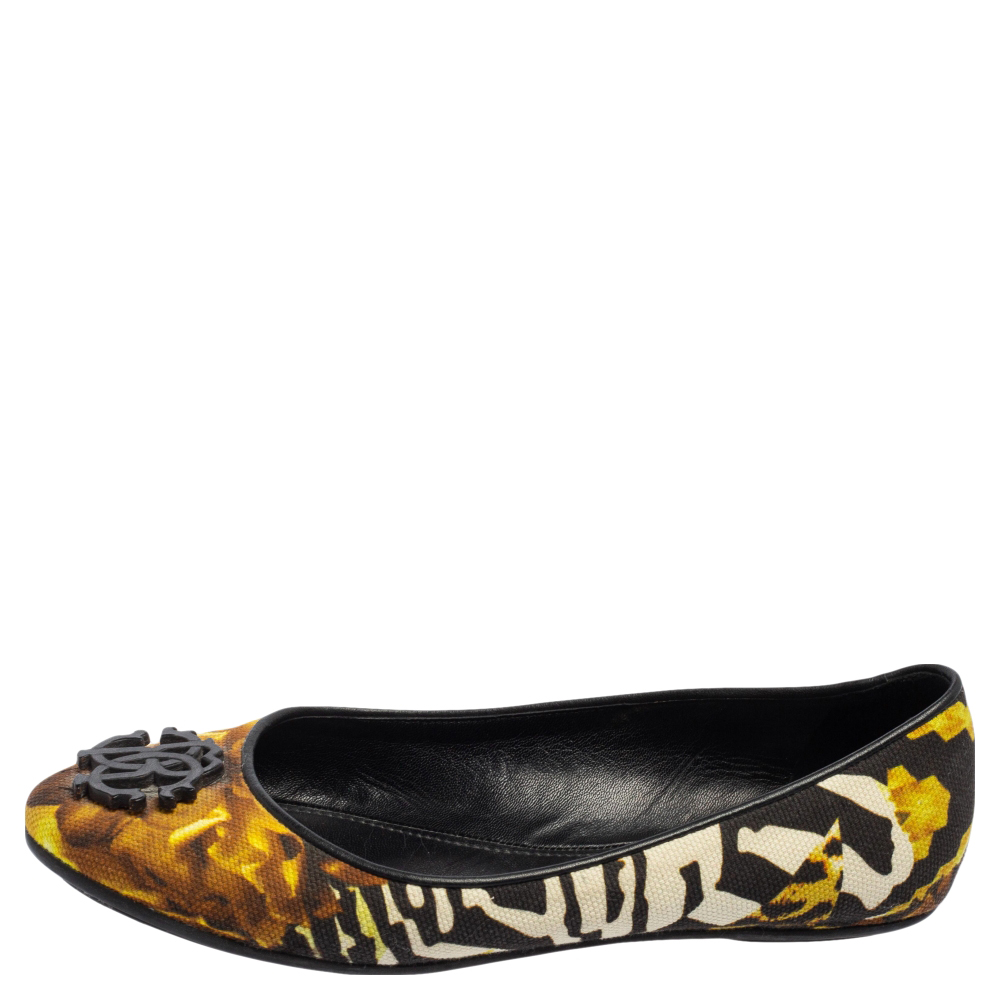 

Roberto Cavalli Multicolor Printed Canvas Ballet Flats Size