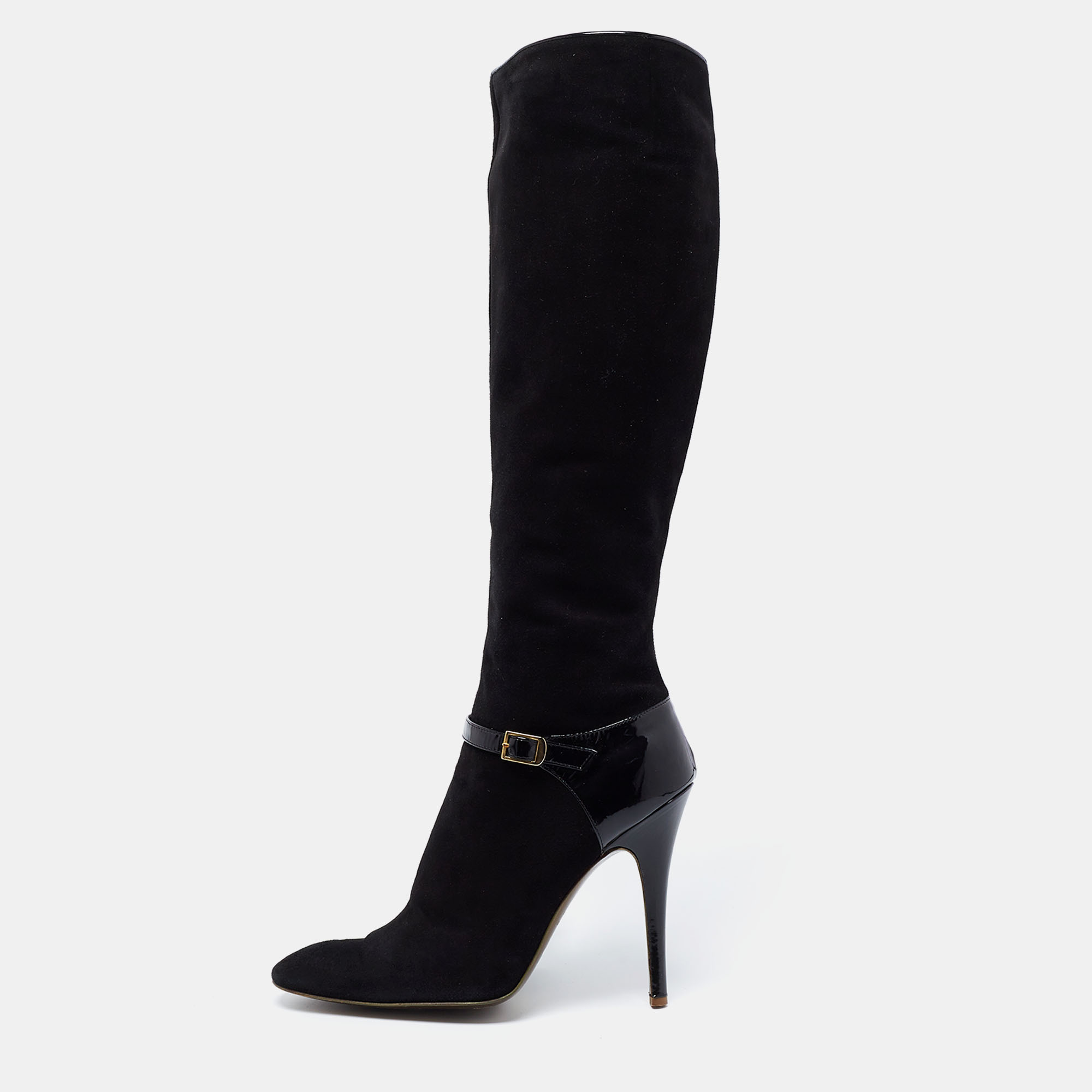 

Roberto Cavalli Black Suede Knee Length Boots Size