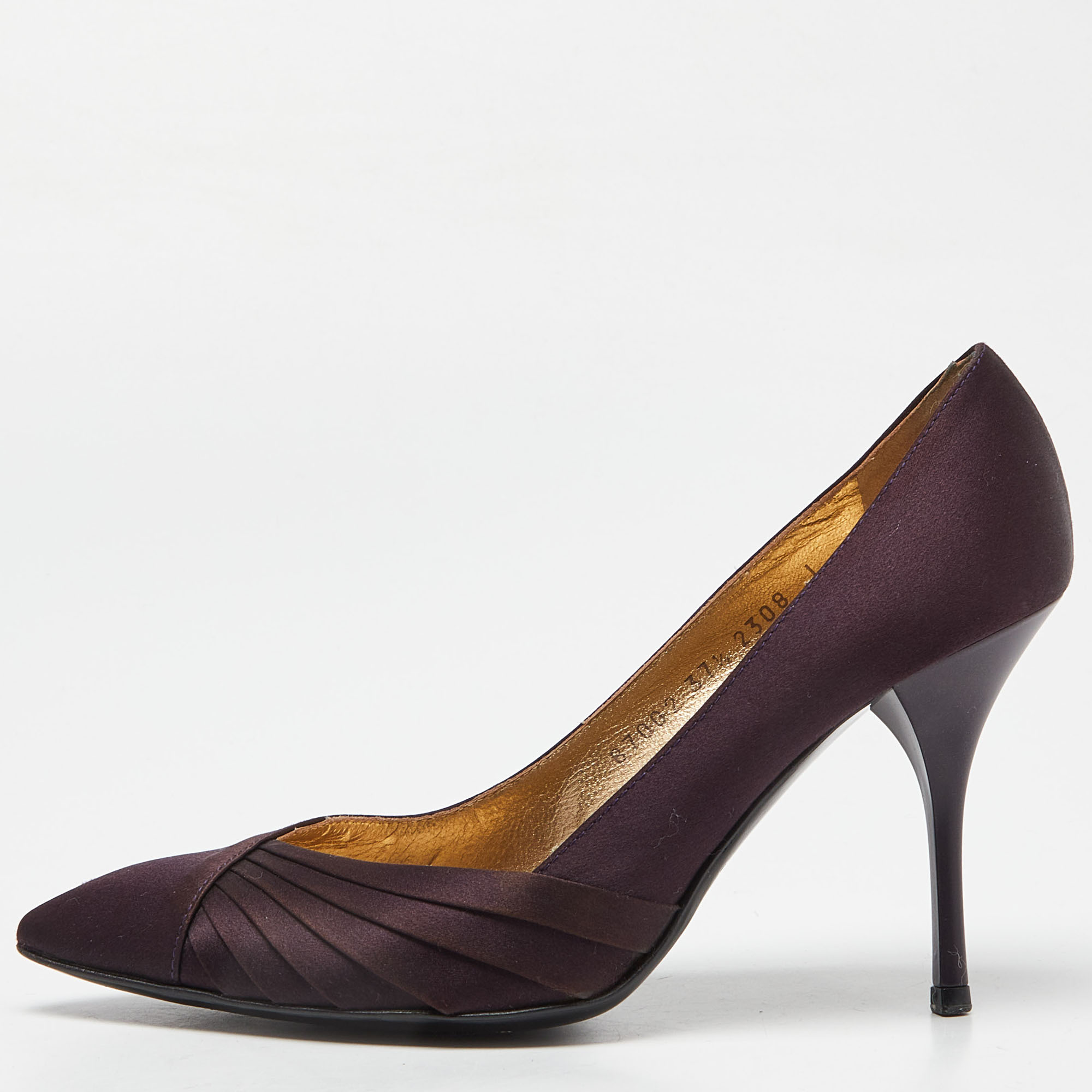 Pre-owned Roberto Cavalli Purple Satin Pointed Toe Pumps Size 37