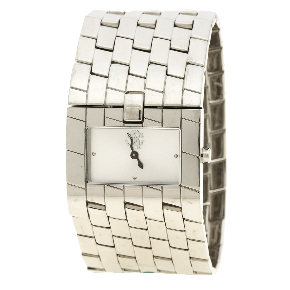 Pre Owned Roberto Cavalli Silver Stainless Steel Cleavage Women's Wristwatch 35MM