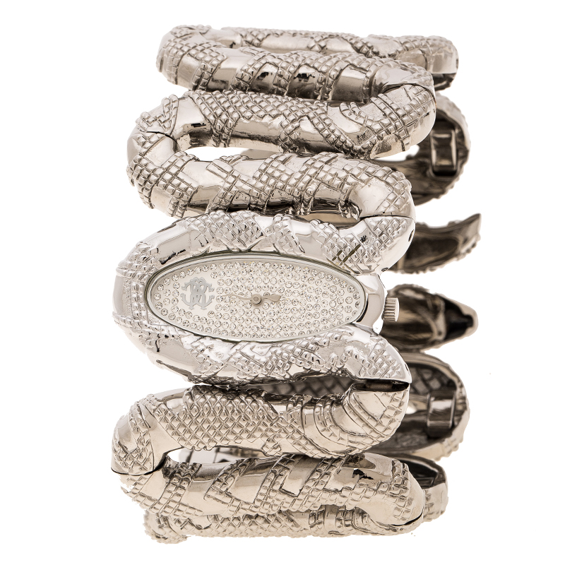 Pre Owned ساعة يد نسائية روبرتو كافالي كليوباترا R7253195615 ستانلس ستيل فضية 40 مم