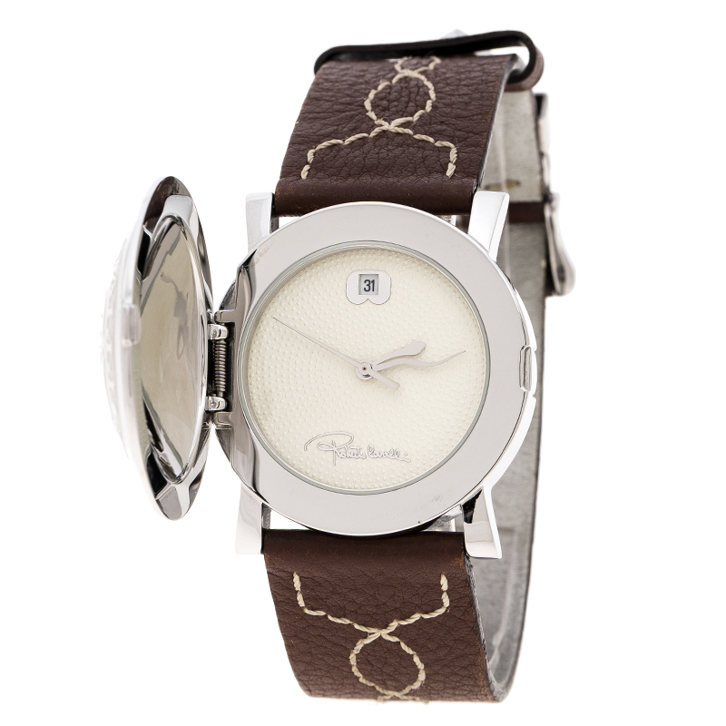 مملوكة مسبقًا Roberto Cavalli White Stainless Steel Firenze Women's Wristwatch 36 mm