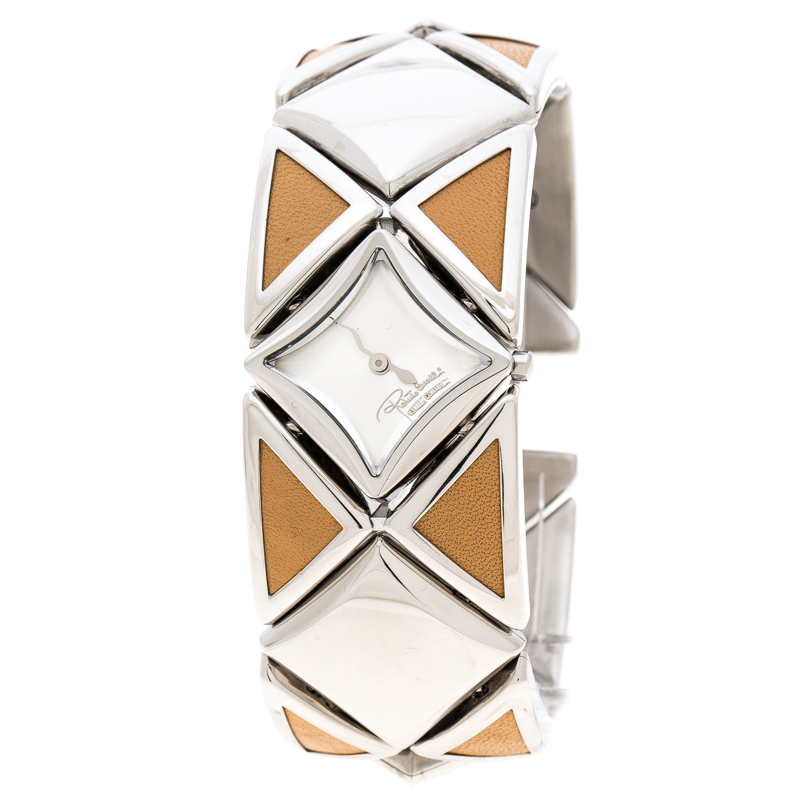 Roberto Cavalli Silver Stainless Steel Triangle Women's Wristwatch 27 mm