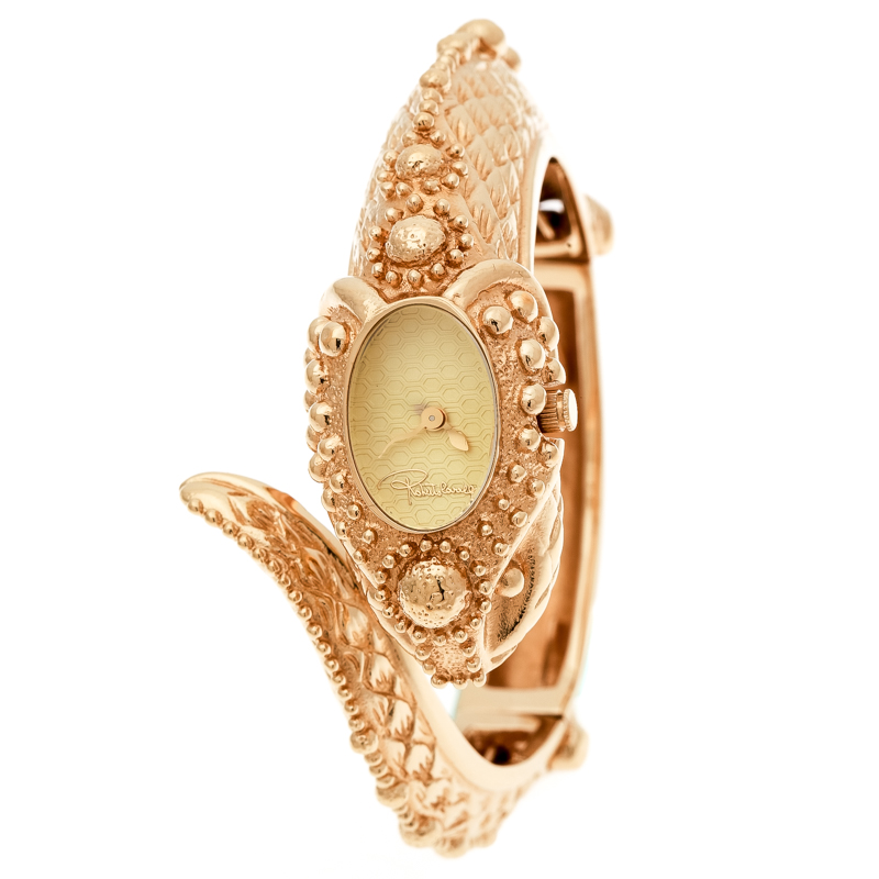 مملوكة مسبقًا ساعة يد نسائية روبرتو كافالي سوار R7253126027 ثعبان ايفا لون ذهبي 22 مم