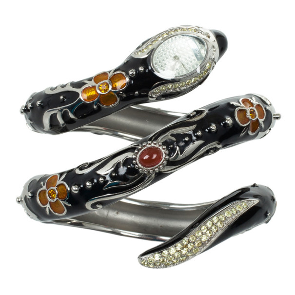 Pre Owned Roberto Cavalli Snake Stainless Steel Womens Watch 19 MM