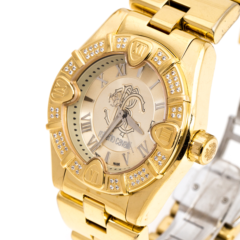 

Roberto Cavalli Gold Plated Stainless Steel 'Diamond Time