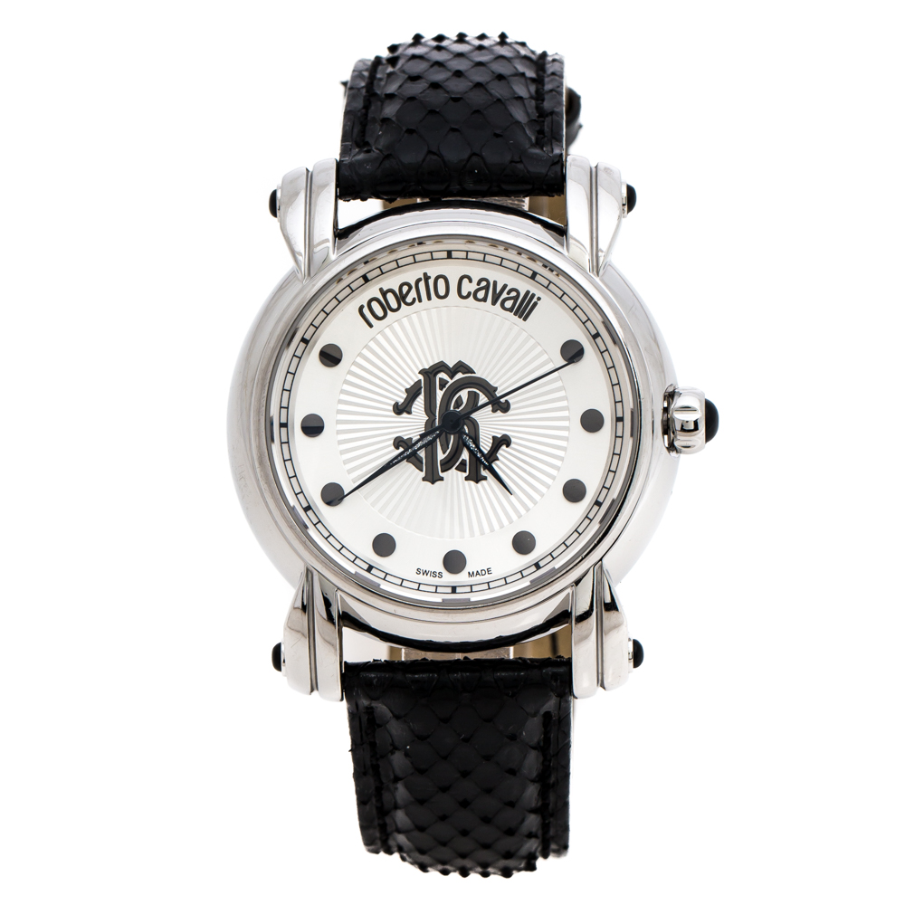 Pre Owned ساعة يد نسائية روبرتو كافالي انيفيرساري كولكشن 7251172615 ستانلس ستيل فضية 40 مم
