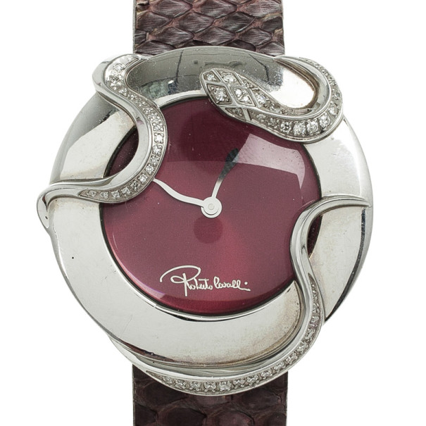 Roberto Cavalli Timewear Snake Diamonds Womens Wristwatch 40 MM