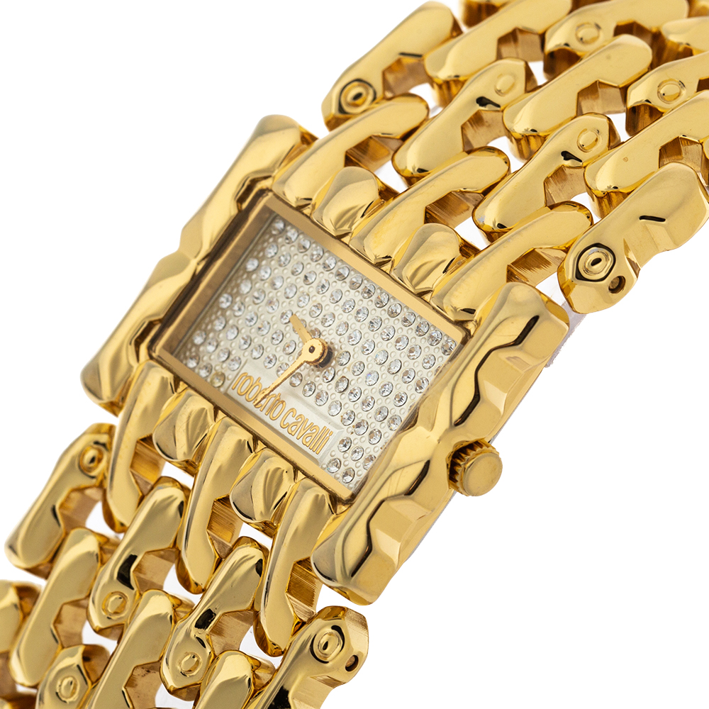 

Roberto Cavalli Crystal Pave Yellow Gold Plated Stainless Steel Oryza R7253146517 Women's Wristwatch