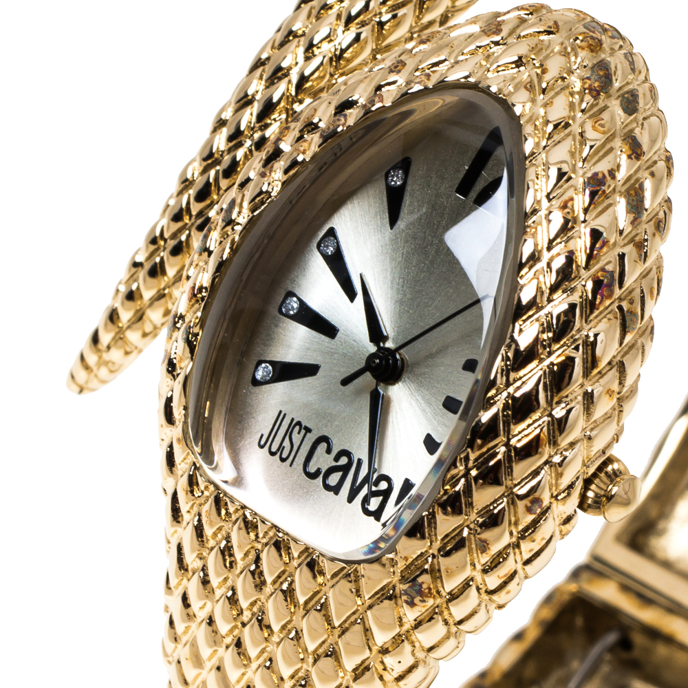 

Just Cavalli Champagne Gold Plated Stainless Steel Serpent Bracelet Poison Women's Wristwatch