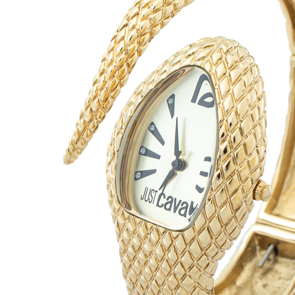 

Just Cavalli Gold Plated Stainless Steel Serpent Bracelet Poison R7253153517 Women's Wristwatch
