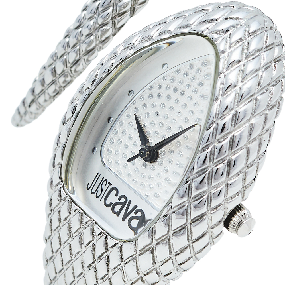 

Just Cavalli Silver Stainless Steel Serpent Bracelet Poison JC7253153515 Women's Wristwatch