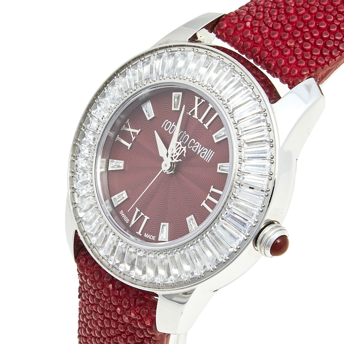 

Roberto Cavalli Burgundy Stainless Steel Stingray Crystal Fugit R7251147585 Women's Wristwatch