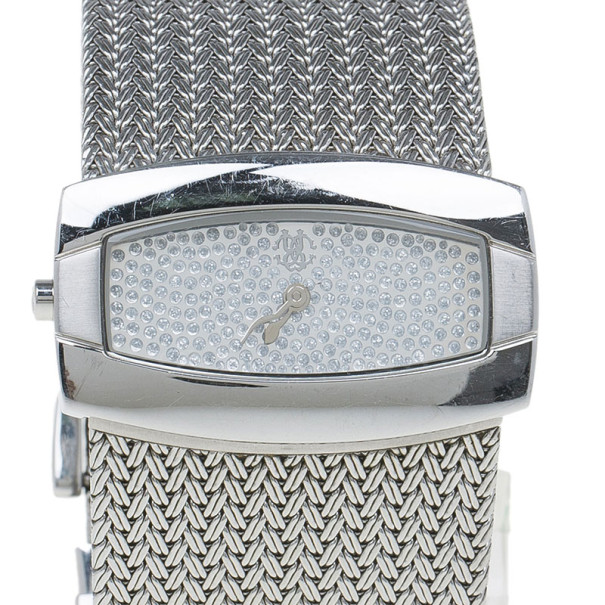 Pre Owned Roberto Cavalli Silver Stainless Steel Ellisse Women's Wristwatch 40MM