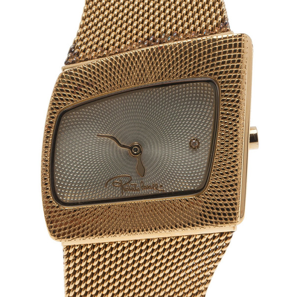 Roberto Cavalli White Stainless Steel Curvo Women's Wristwatch 32MM