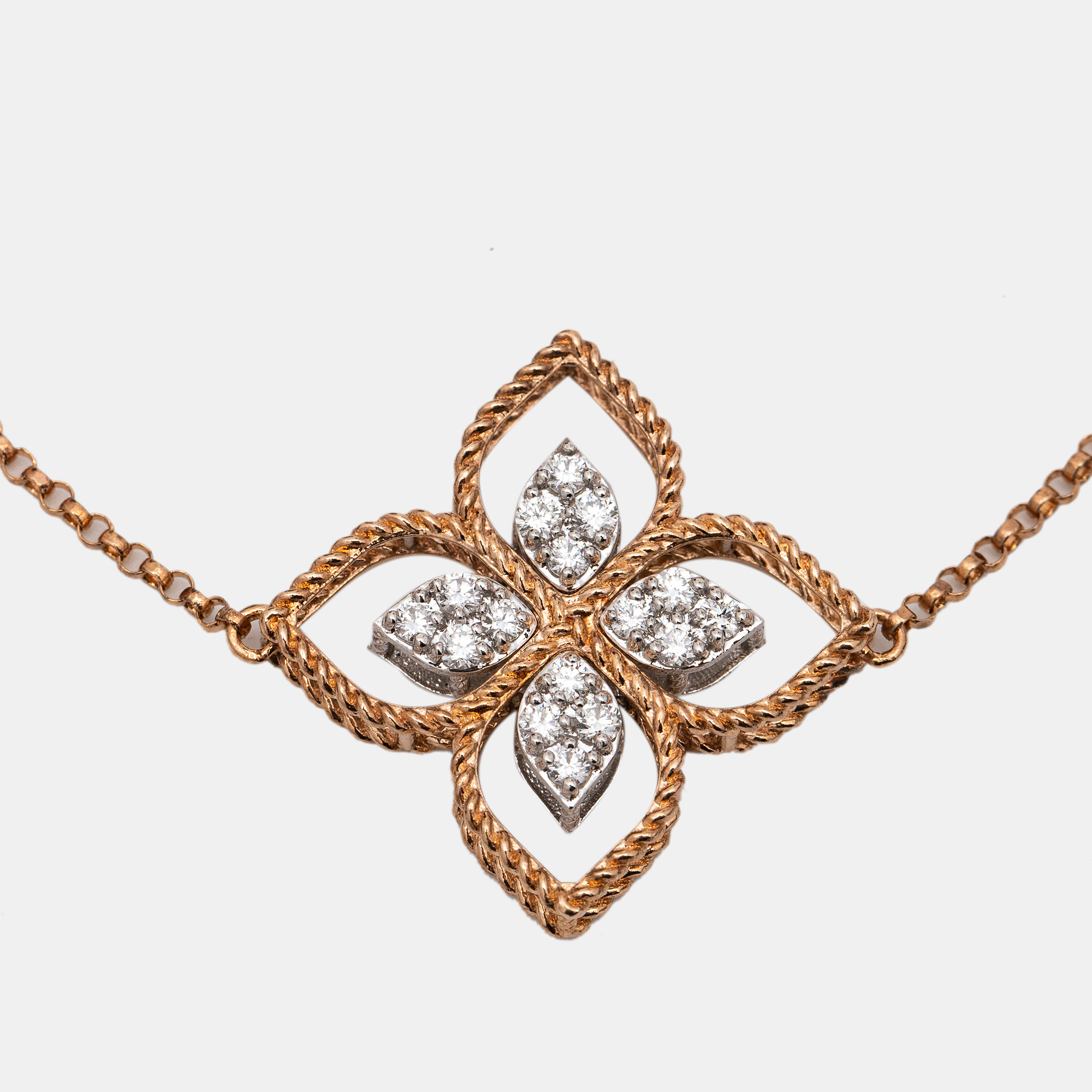

Roberto Coin Princess Flower Diamonds 18k Two Tone Gold Bracelet
