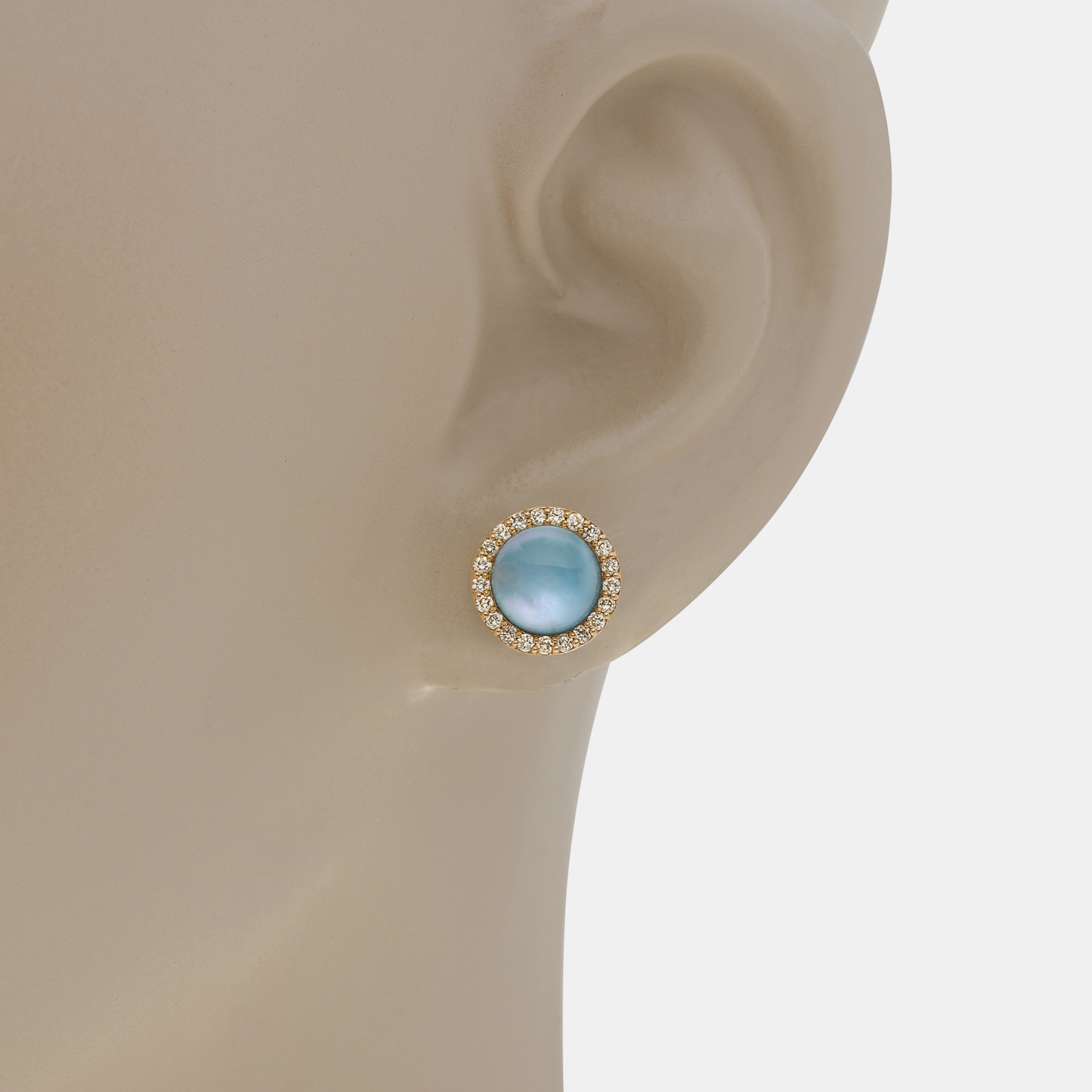 

Roberto Coin 18K Rose Gold Cabochon 3.75ct.tw. Blue Agate and 0.35ct.tw. Diamonds Stud Earrings