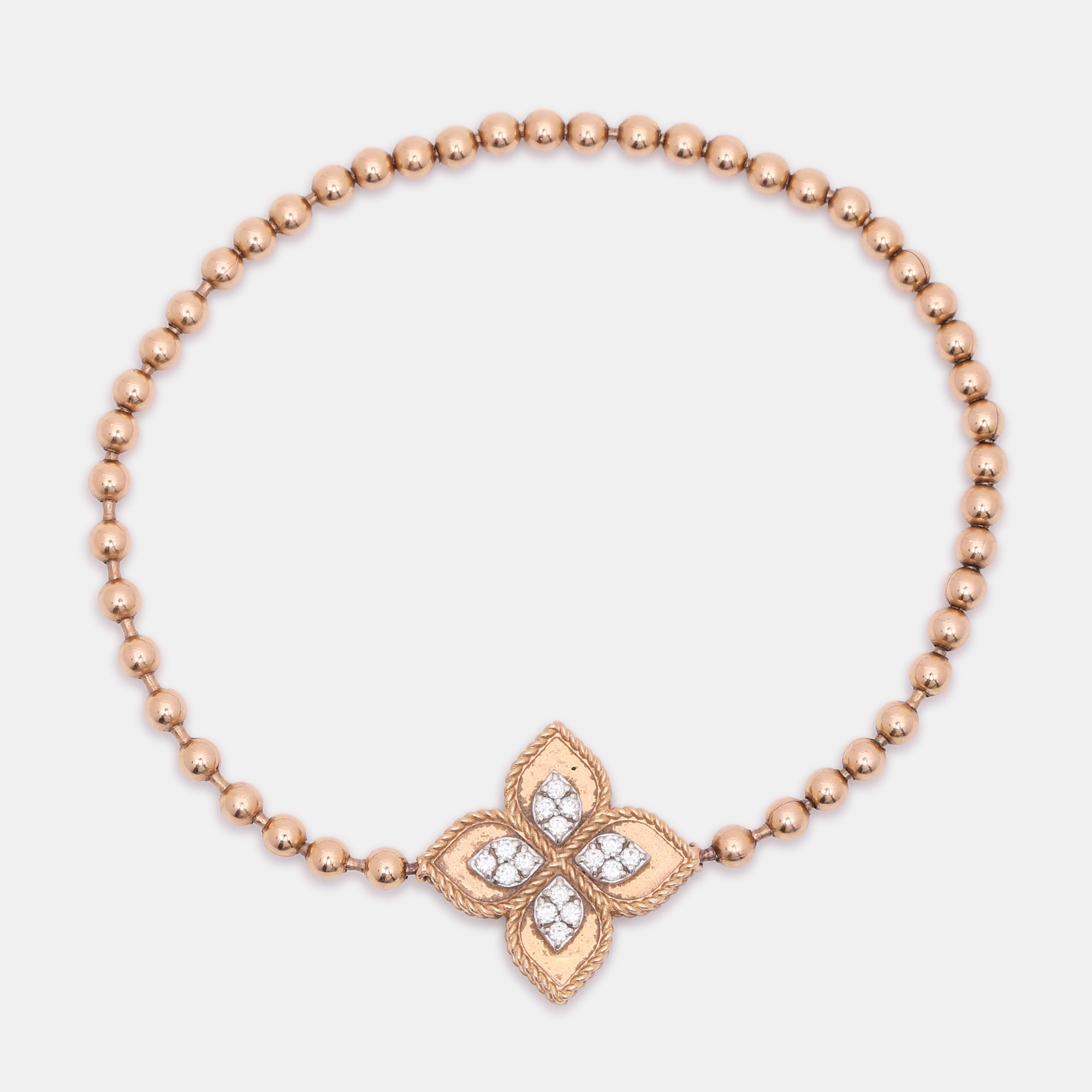 

Roberto Coin Diamond Princess Flower 18k Rose Gold Stretchable Bracelet