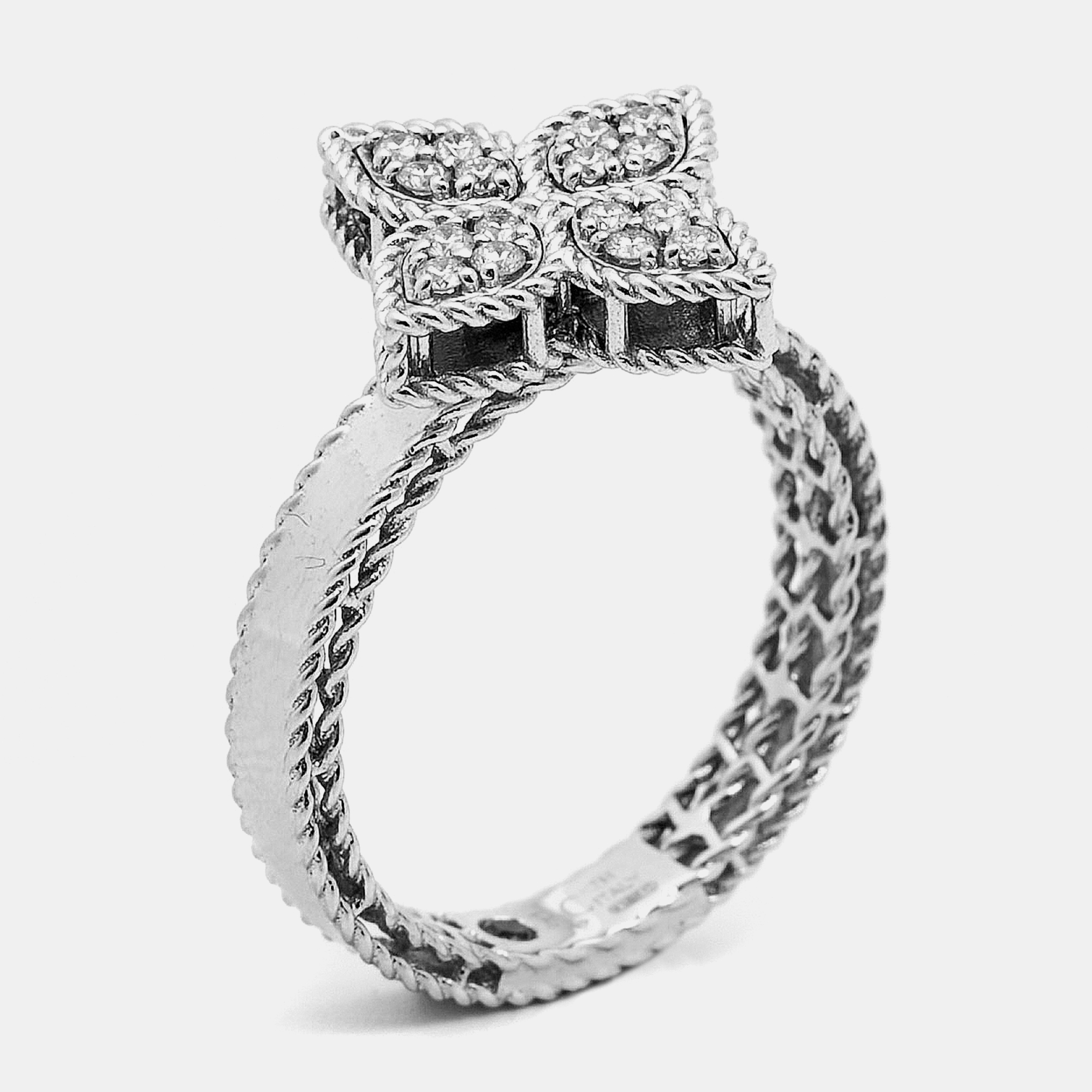 

Roberto Coin Princess Flower Diamond 18k White Gold Ring Size