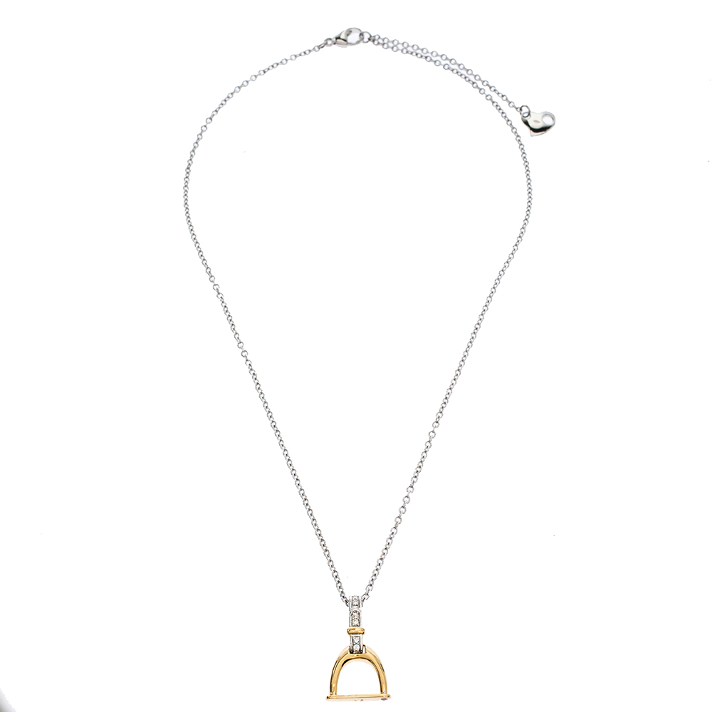 

Roberto Coin Cheval Stirrup Diamond Two Tone 18K Gold Pendant Necklace