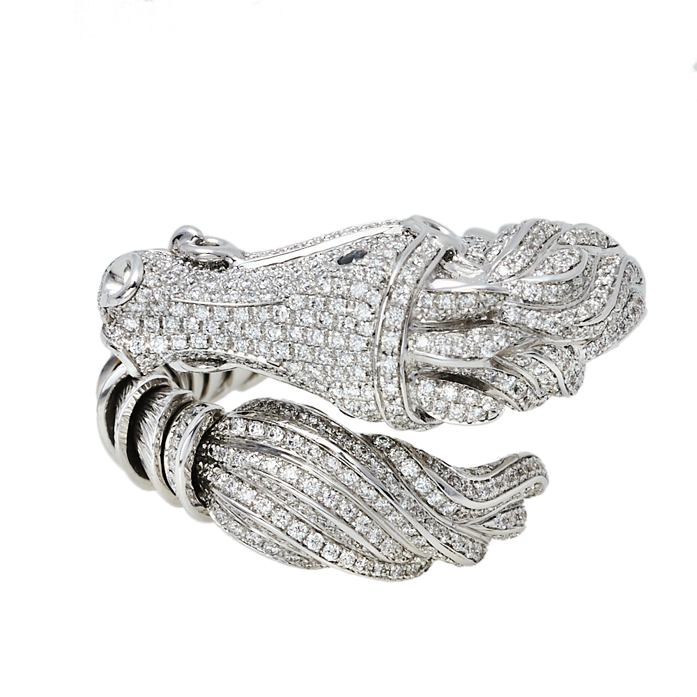 

Roberto Coin Diamond Pave 18K White Gold Horse Ring Size