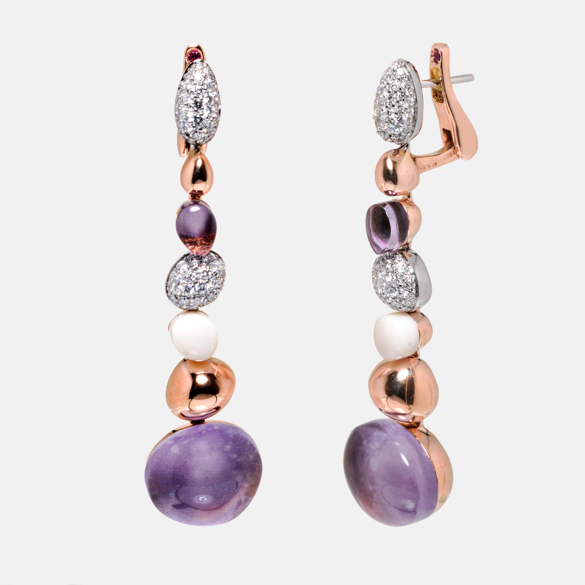 

Roberto Coin Ikebana 18K Rose Gold And 18K White Gold Diamond 1.10ct. tw. Amethyst Earrings 342876AHERAX