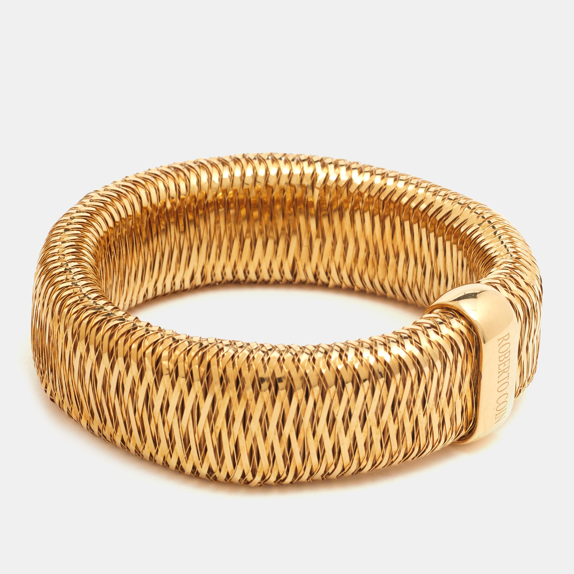 

Roberto Coin Primavera Interwoven 18k Yellow Gold Wide Stretchable Bangle Bracelet