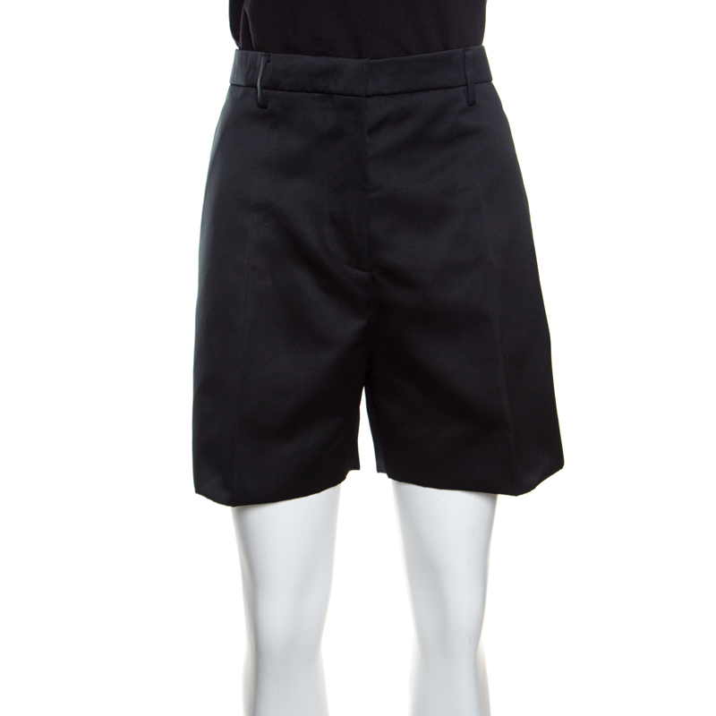 Pre Owned Rochas Black Satin High Waist Duchesse Shorts XL