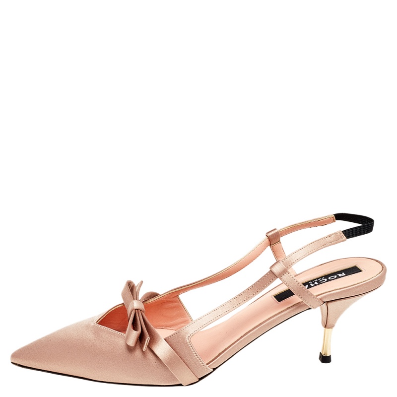 

Rochas Beige Satin Bow Slingback Sandals Size