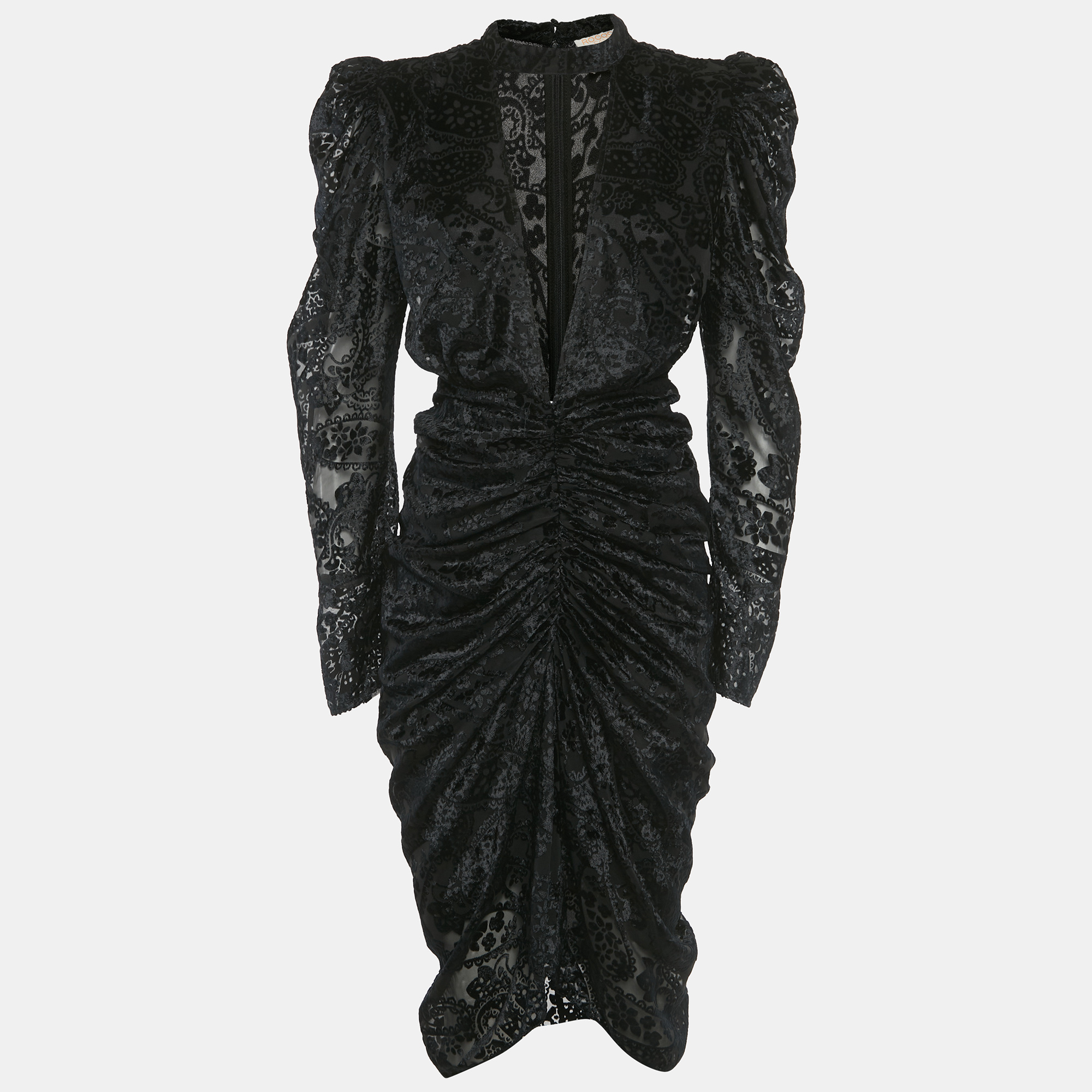 Pre-owned Rococo Sand Black Patterned Black Velvet Ruched Sade Mini S