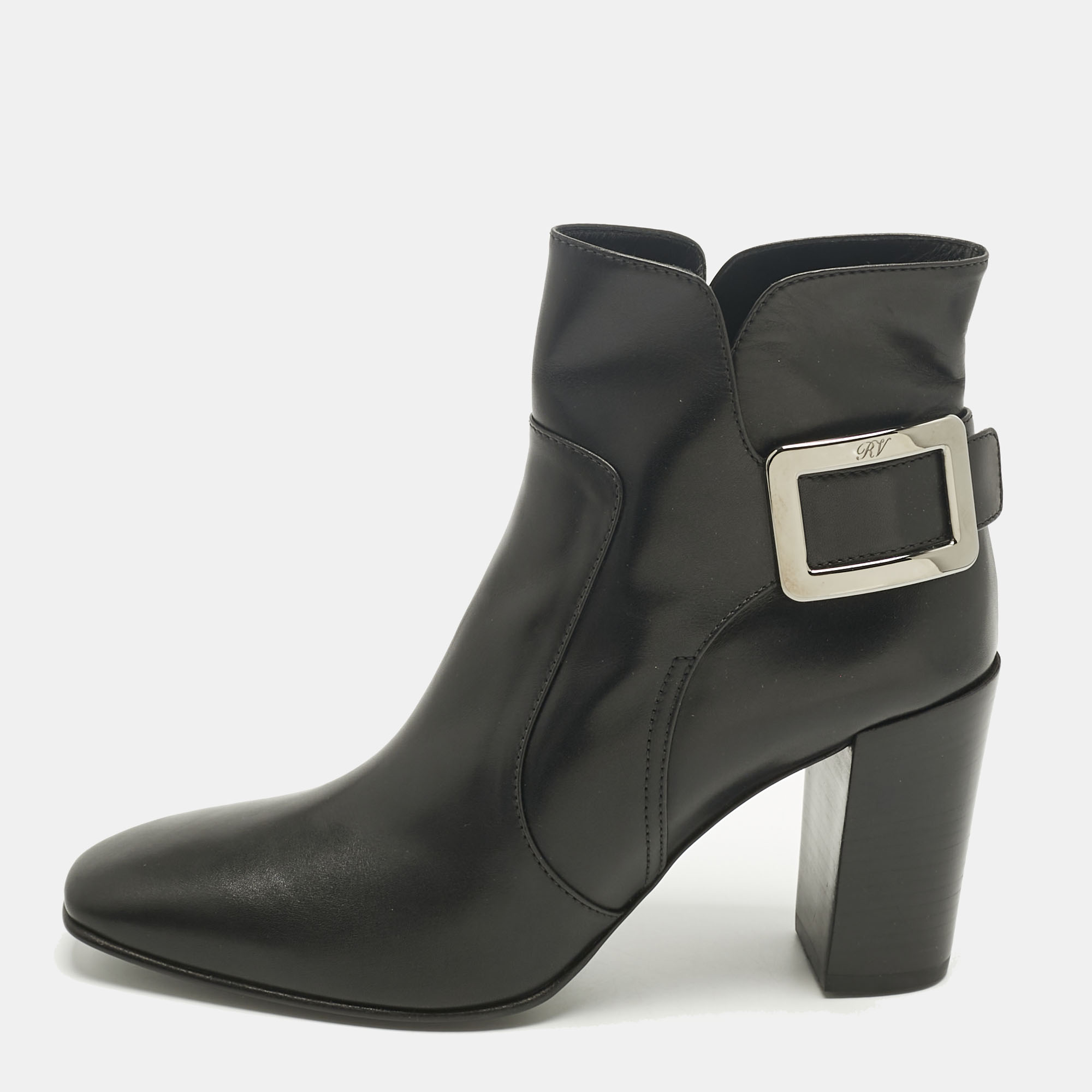 

Roger Vivier Black Leather Polly Booties Size