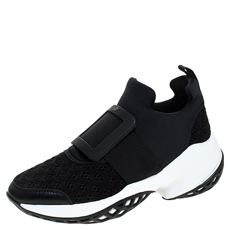 Roger Vivier Black Lace And Fabric Viv'Run Sneakers Size 36 Roger ...