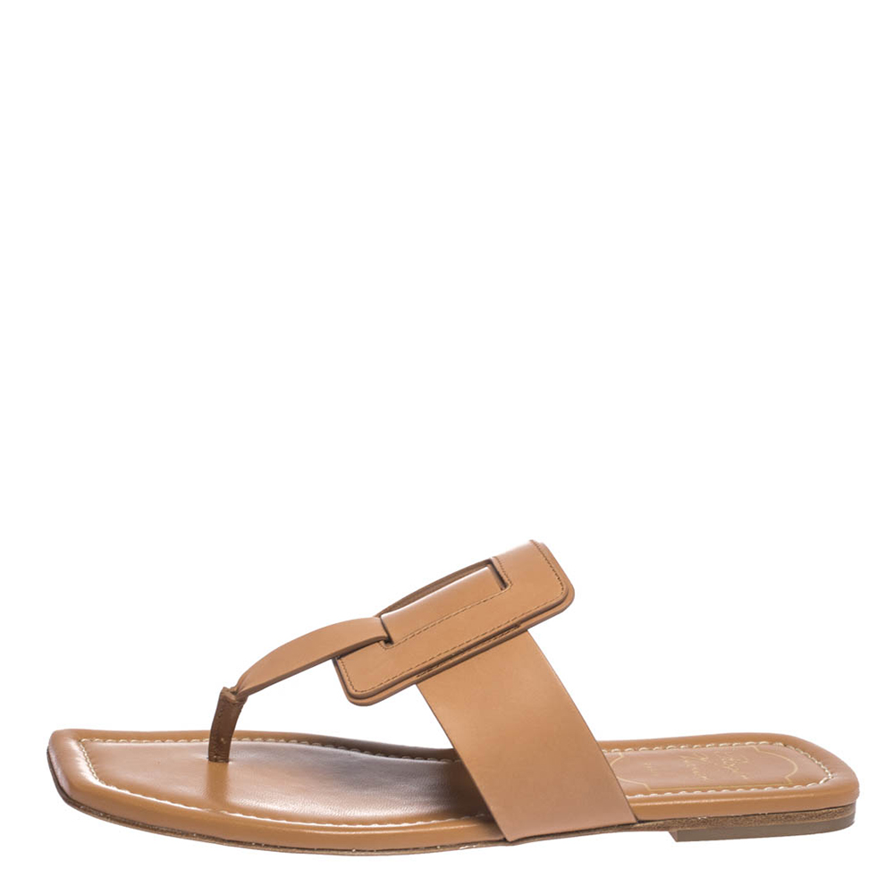 

Roger Vivier Brown Leather Thong Flats Size