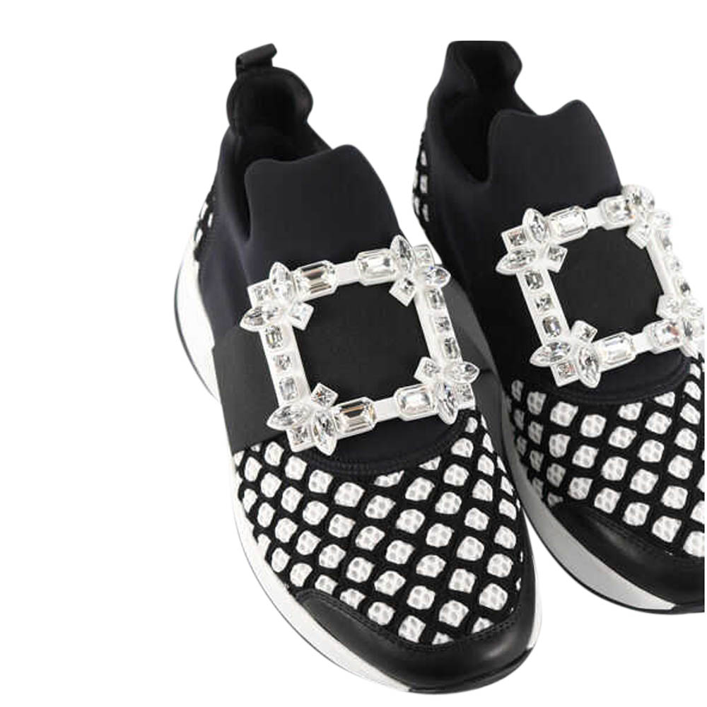 

Roger Vivier Black Technical Fabrics Viv' Run Strass Buckle Sneakers Size IT