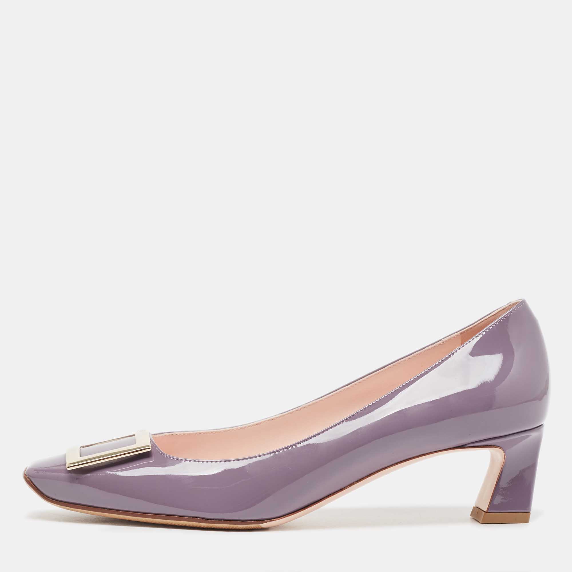 Roger Vivier Purple Patent Block Pumps Size 41