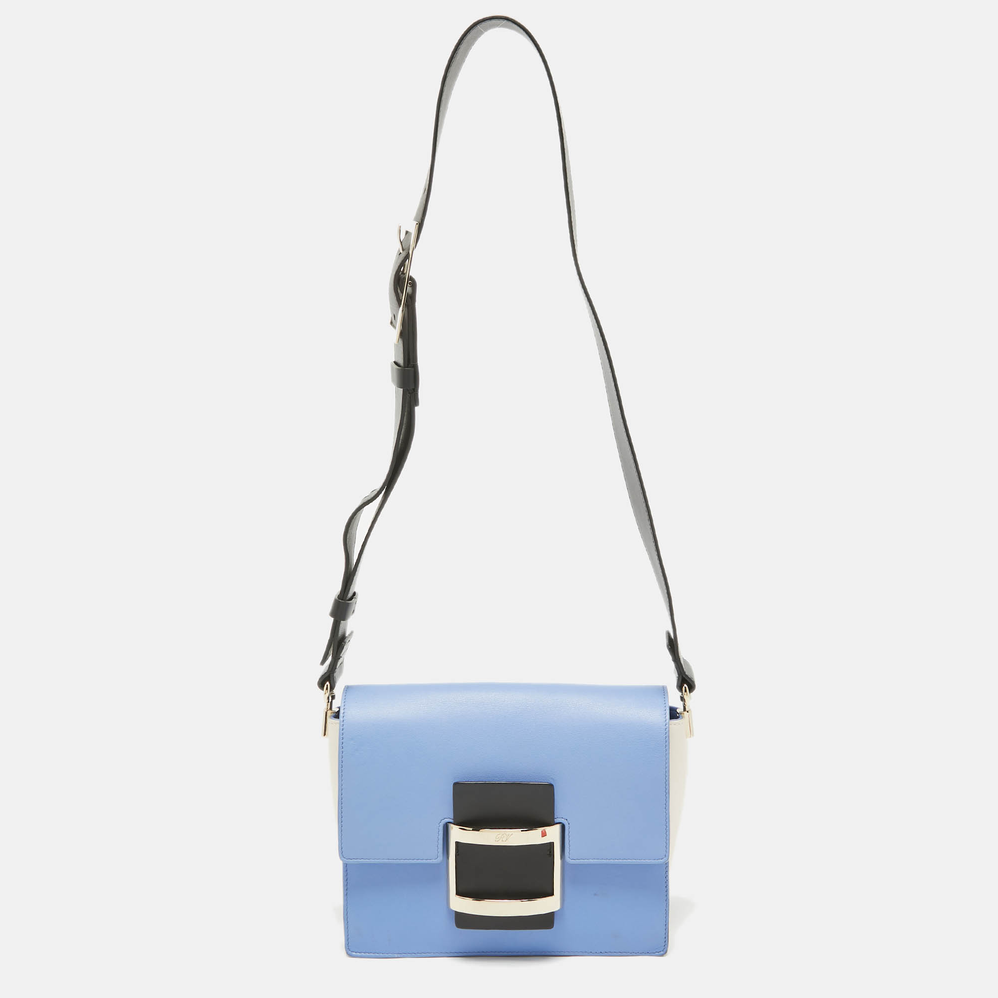 

Roger Vivier Blue/White Leather Flap Shoulder Bag