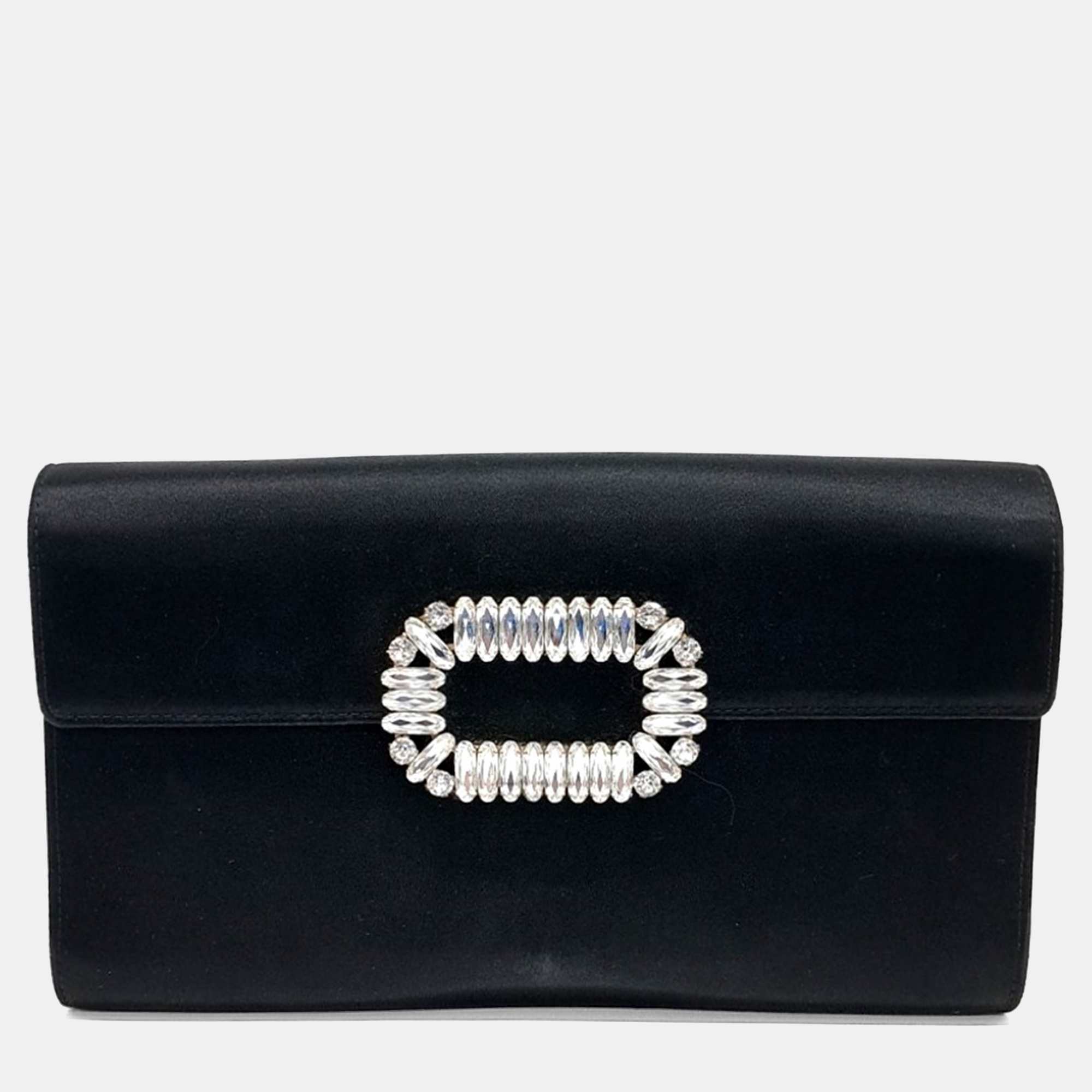 Pre-owned Roger Vivier Black Satin Satin Clutch And Shoulder Bag